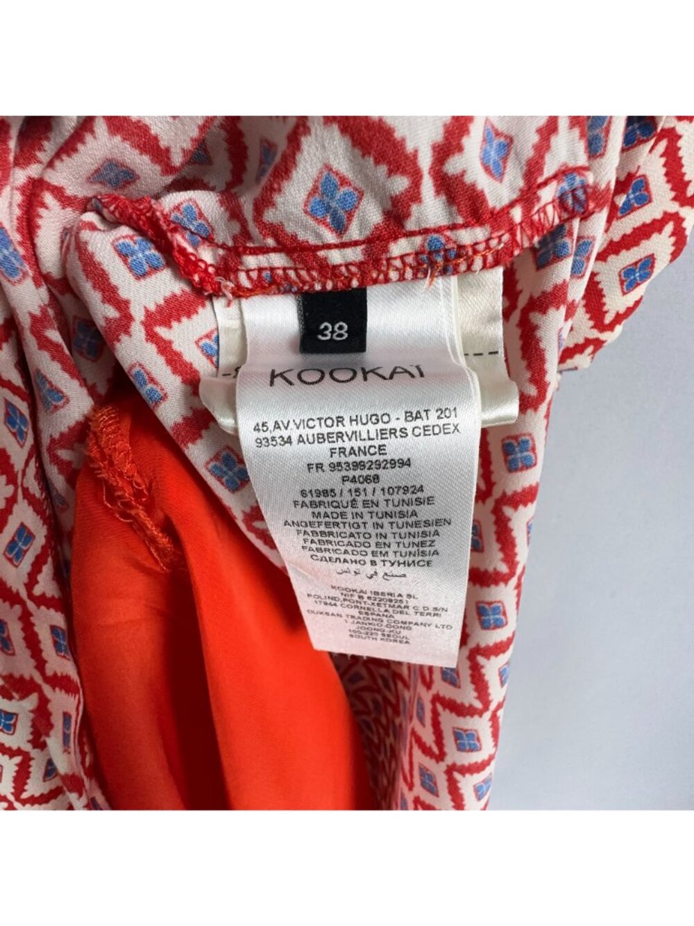 Kookai Wrap dress Womens Size 38 Red White Max Studio Geometric Print Cap Sleeve - Picture 5 of 12